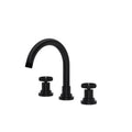 Hero | Complete Matte Black widespread lavatory faucet with C-spout on white