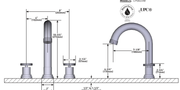 Dimensions | Widespread Lavatory Faucet with C-Spout, Matte Black manufacturer specification drawing with dimensions