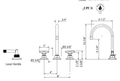 Dimensions | Polished Nickel Widespread Lavatory Faucet With C-Spout and Lever Handles manufacturer specification drawing with dimensions
