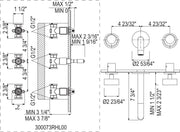 Product view | Eclissi Wall Mount Lavatory Faucet Trim With C-Spout manufacturer specification drawing with dimensions