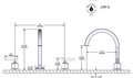 Dimensions | Widespread Lavatory Faucet With C-Spout in Polished Nickel manufacturer specification drawing with dimensions