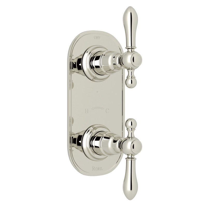 Hero | complete polished nickel thermostatic shower trim with two controls
