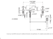 Dimensions | Low-Spout Widespread Bathroom Sink Faucet manufacturer specification drawing with dimensions