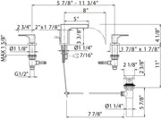 Dimensions | Faucet dimension drawing for the polished chrome widespread fixture