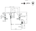 Dimensions | Polished Chrome Widespread Bathroom Sink Faucet With Trough manufacturer specification drawing with dimensions