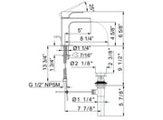 Specifications | lavatory faucet dimensions and installation graphic