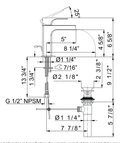 Dimensions | Quartile Single Handle Lavatory Faucet With Trough manufacturer specification drawing with dimensions
