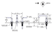 Dimensions | Widespread Lavatory Faucet With U-Spout in Polished Nickel manufacturer specification drawing with dimensions