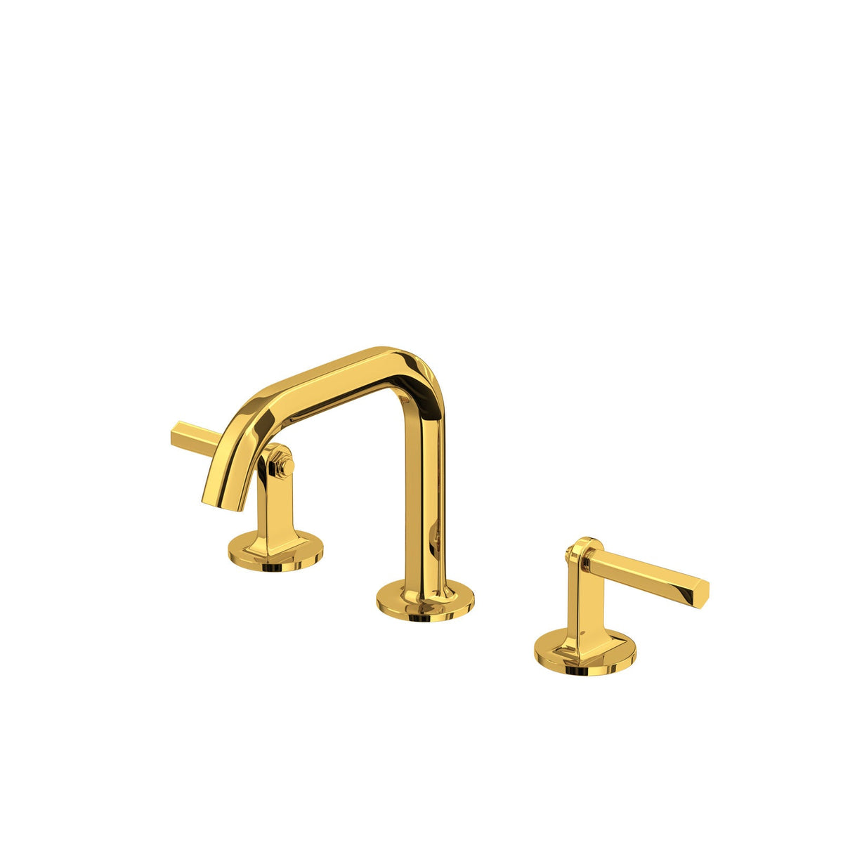 Hero | complete three-piece widespread lavatory faucet in Unlacquered Brass on white