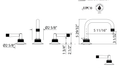 Dimensions | Widespread Lavatory Faucet With U-Spout manufacturer specification drawing with dimensions
