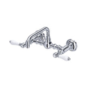 Two-Handle Wall-Mounted Faucet With U-Spout, Polished Chrome