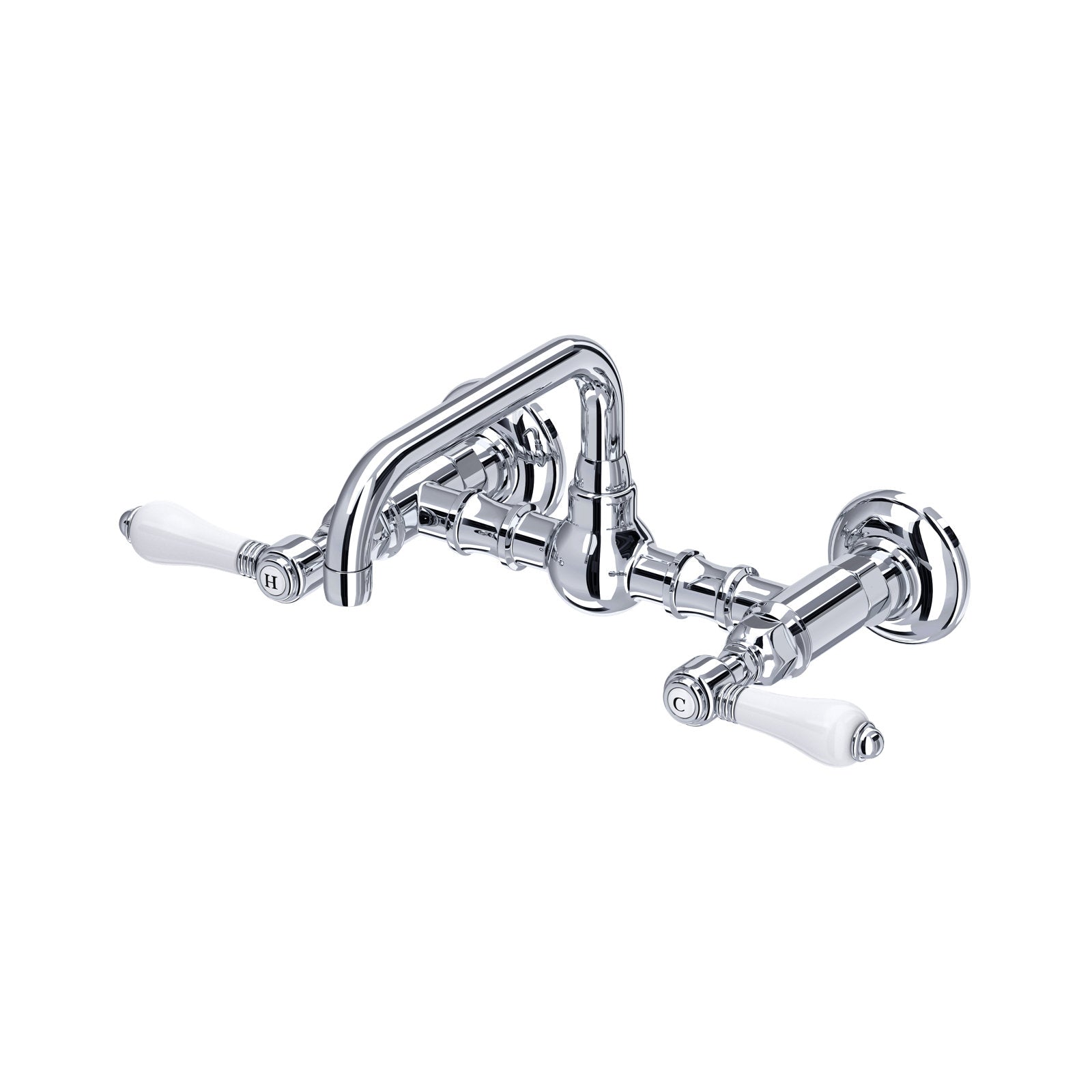 Hero | Polished Chrome two-handle wall-mounted faucet with U-spout