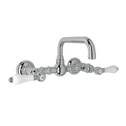 Front | Polished Chrome faucet with two handles and wall escutcheons