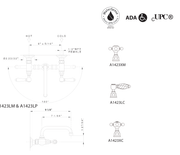 Dimensions | Two-Handle Wall-Mounted Faucet With U-Spout, Polished Chrome manufacturer specification drawing with dimensions