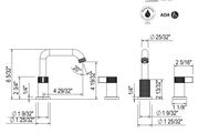 Dimensions | Satin Nickel Widespread Bathroom Sink Faucet With U-Spout manufacturer specification drawing with dimensions