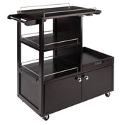 Rolling Bar Cart with Serving Tray, Espresso Wood Finish