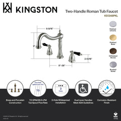 Roman Tub Faucet, Duchess, Two-Handle 3-Hole in Brushed Nickel