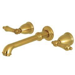Roman Tub Faucet, English Country, Two-Handle, 3-Hole, Wall Mount, Satin Brass