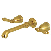 Roman Tub Faucet, English Country, Two-Handle, 3-Hole, Wall Mount, Satin Brass