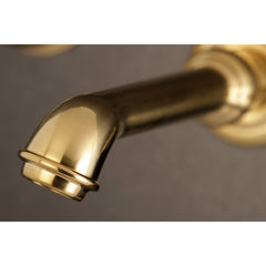 Roman Tub Faucet, English Country, Two-Handle, 3-Hole, Wall Mount, Satin Brass