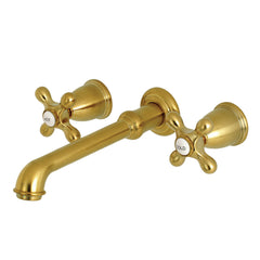 Roman Tub Faucet, English Country, Two-Handle, Wall Mount, Brass, Satin Brass
