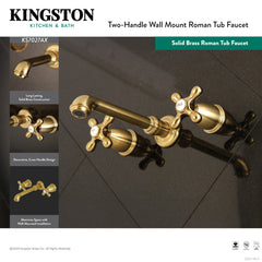 Roman Tub Faucet, English Country, Two-Handle, Wall Mount, Brass, Satin Brass