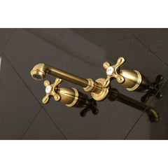 Roman Tub Faucet, English Country, Two-Handle, Wall Mount, Brass, Satin Brass
