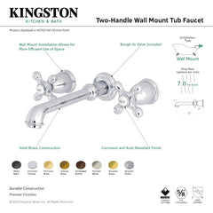 Roman Tub Faucet, English Country, Two-Handle, Wall Mount, Brass, Satin Brass