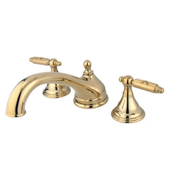 Roman Tub Faucet, Georgian, Two-Handle 3-Hole in Polished Brass