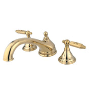 Roman Tub Faucet, Georgian, Two-Handle 3-Hole in Polished Brass