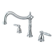 Roman Tub Faucet, Georgian, Two-Handle 3-Hole with Lever Handles in Polished Chrome