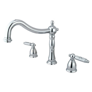 Roman Tub Faucet, Georgian, Two-Handle 3-Hole with Lever Handles in Polished Chrome