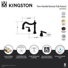 Roman Tub Faucet, Georgian, Two-Handle 3-Hole with Lever Handles in Polished Chrome