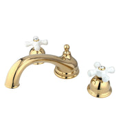 Roman Tub Faucet, Heirloom, Two-Handle 3-Hole in Polished Brass