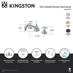 Roman Tub Faucet, Heirloom, Two-Handle 3-Hole in Polished Chrome