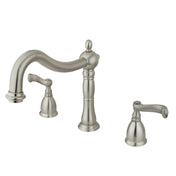 Roman Tub Faucet, Heritage, Two-Handle 3-Hole Deck Mount in Brushed Nickel