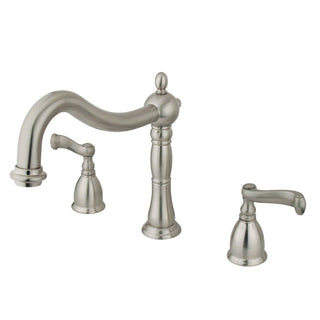 Roman Tub Faucet, Heritage, Two-Handle 3-Hole Deck Mount in Brushed Nickel