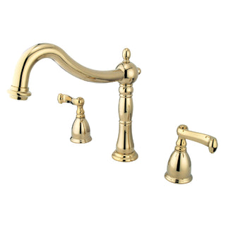 Roman Tub Faucet, Heritage, Two-Handle 3-Hole in Polished Brass