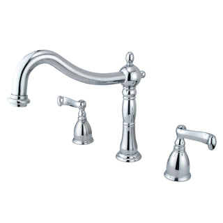 Roman Tub Faucet, Heritage, Two-Handle 3-Hole in Polished Chrome