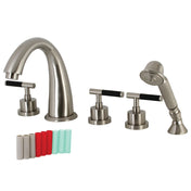 Roman Tub Faucet, Kaiser, Deck Mount with Hand Shower in Brushed Nickel