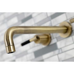 Roman Tub Faucet, Kaiser, Two-Handle, 3-Hole Wall Mount, Antique Brass