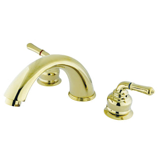 Roman Tub Faucet, Magellan, Two-Handle 3-Hole in Polished Brass