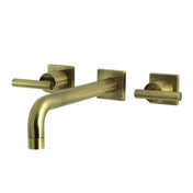 Roman Tub Faucet, Manhattan, 2-Handle, 3-Hole Wall Mount, Antique Brass