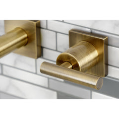 Roman Tub Faucet, Manhattan, 2-Handle, 3-Hole Wall Mount, Antique Brass