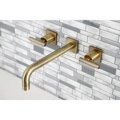 Roman Tub Faucet, Manhattan, 2-Handle, 3-Hole Wall Mount, Antique Brass