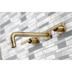 Roman Tub Faucet, Manhattan, 2-Handle, 3-Hole Wall Mount, Antique Brass