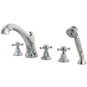 Roman Tub Faucet, Metropolitan, Three Cross Handles in Polished Chrome