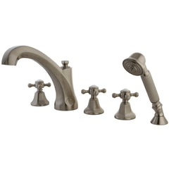 Roman Tub Faucet, Metropolitan, Three-Handle 5-Hole in Brushed Nickel