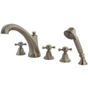 Roman Tub Faucet, Metropolitan, Three-Handle 5-Hole in Brushed Nickel