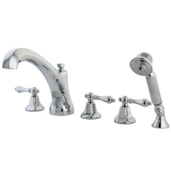 Roman Tub Faucet, Metropolitan, Three-Handle with Hand Shower in Polished Chrome